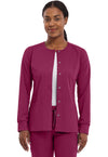 Wine - Healing Hands Purple Label Women Scrub Jacket - Front View