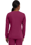 Wine - Healing Hands Purple Label Women Scrub Jacket - Back View