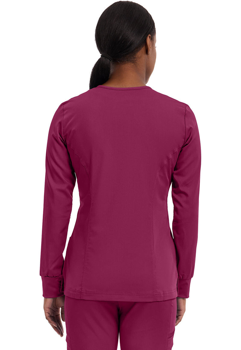 Wine - Healing Hands Purple Label Women Scrub Jacket - Back View