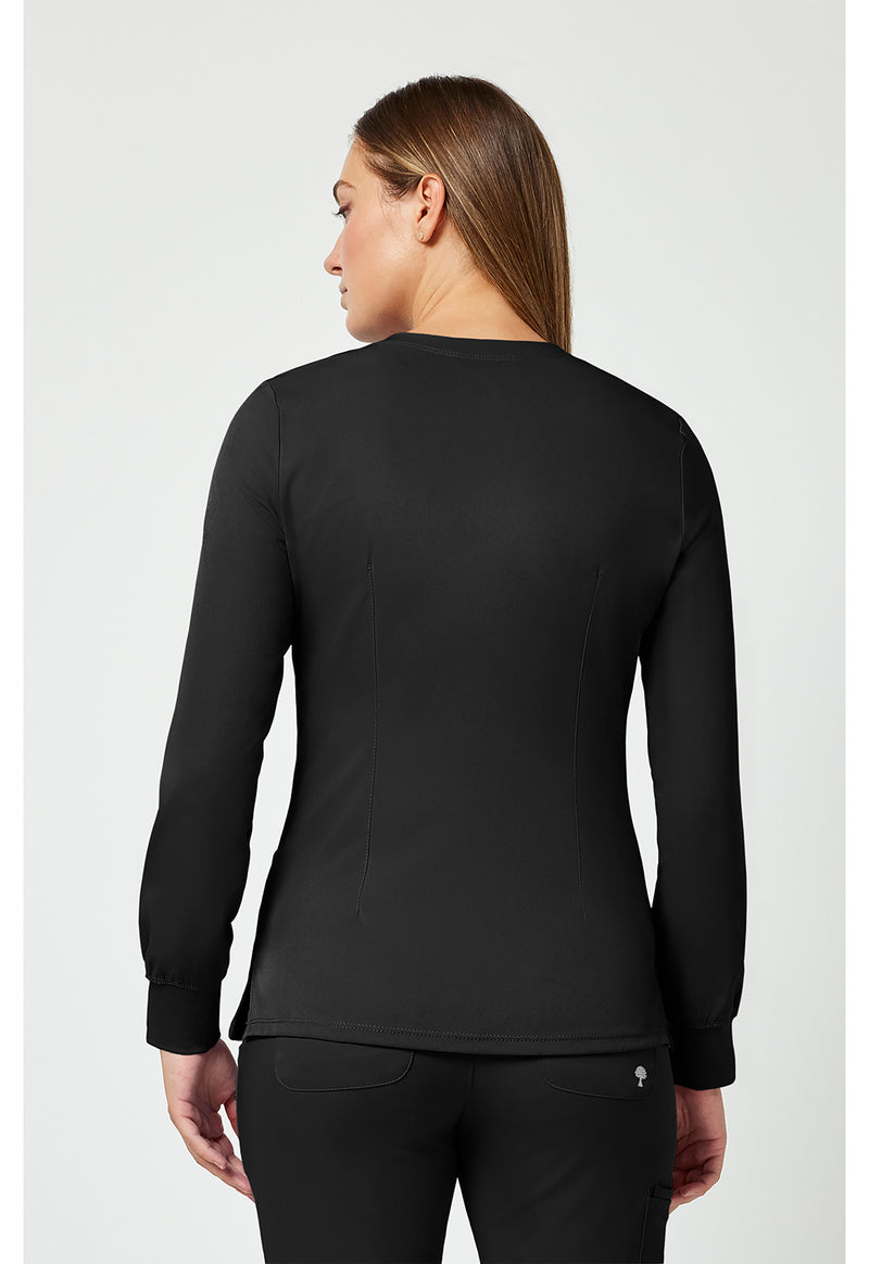 BLACK - Healing Hands Works Women Scrub Jacket - Back View