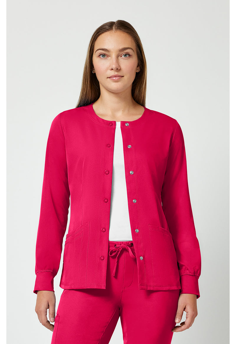 Carnation Pink - Healing Hands Works Women Scrub Jacket - Front View