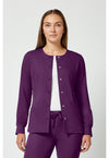 Eggplant - Healing Hands Works Women Scrub Jacket - Front View