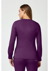 Eggplant - Healing Hands Works Women Scrub Jacket - Back View