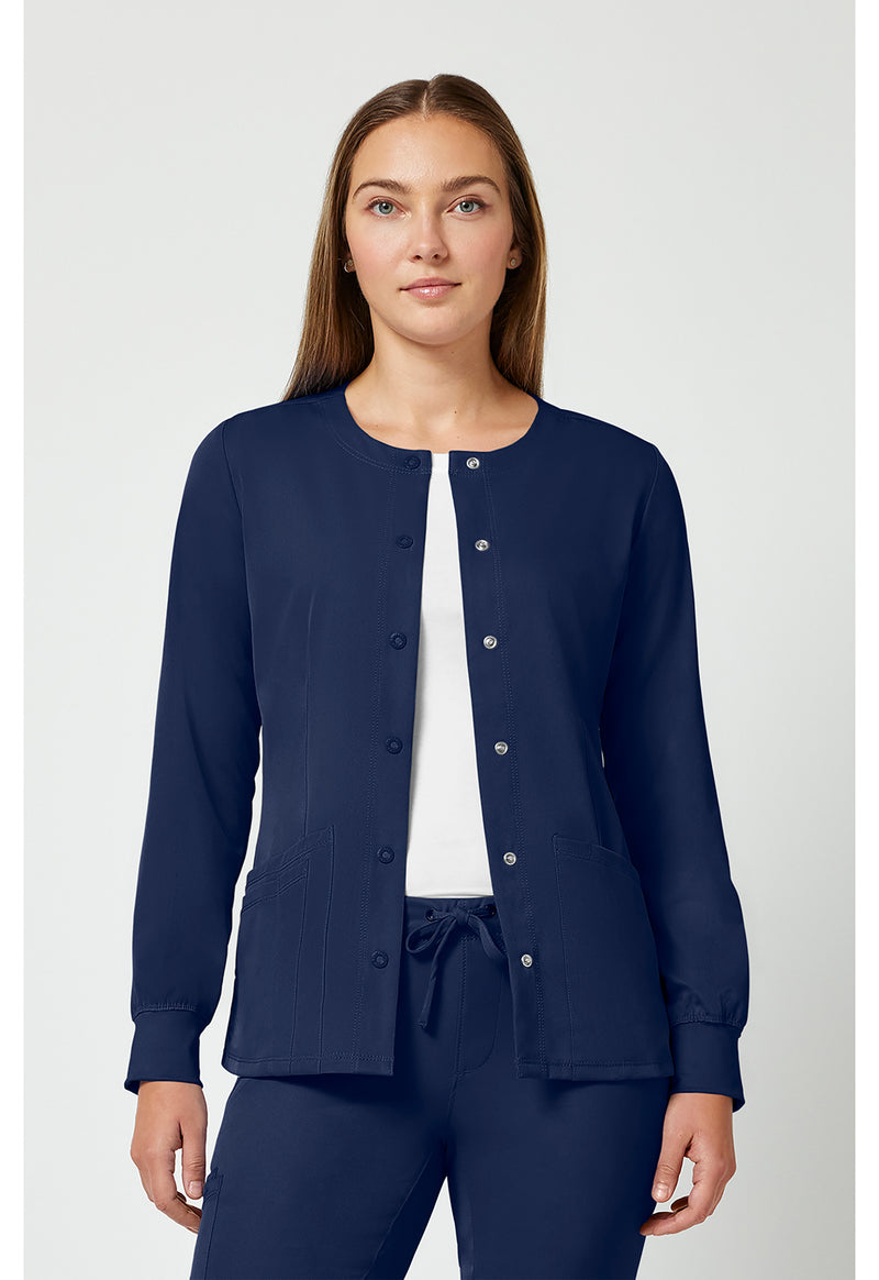 Navy - Healing Hands Works Women Scrub Jacket - Front View