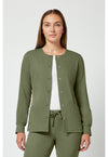 Olive - Healing Hands Works Women Scrub Jacket - Front View