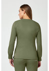 Olive - Healing Hands Works Women Scrub Jacket - Back View