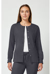 Pewter - Healing Hands Works Women Scrub Jacket - Front View