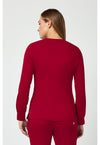 Red - Healing Hands Works Women Scrub Jacket - Back View