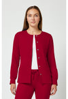 Red - Healing Hands Works Women Scrub Jacket - Front View