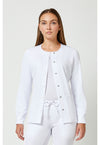 WHITE - Healing Hands Works Women Scrub Jacket - Front View