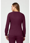 Wine - Healing Hands Works Women Scrub Jacket - Back View