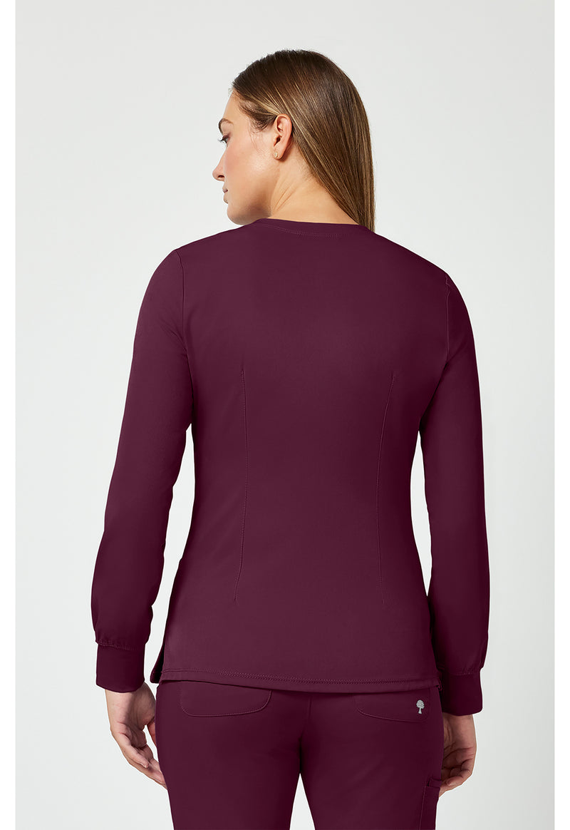 Wine - Healing Hands Works Women Scrub Jacket - Back View