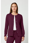 Wine - Healing Hands Works Women Scrub Jacket - Front View