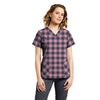 Orchid Plaid - White Cross Women's Scrub Tops - Front View