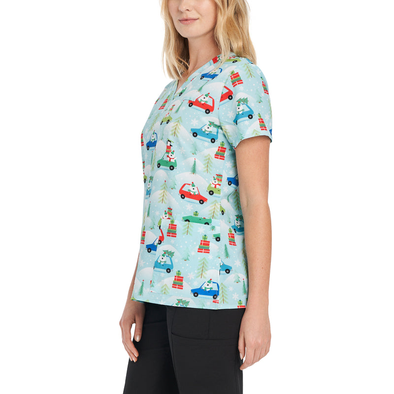 Polar Commute - White Cross Women's Scrub Tops - Side View