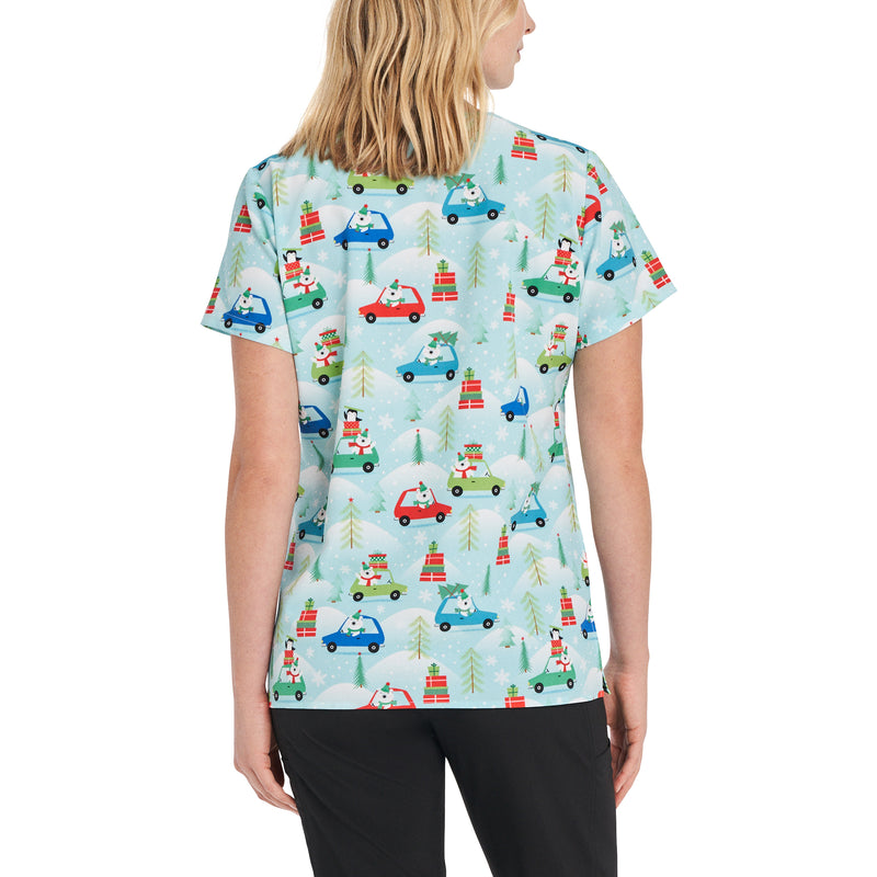 Polar Commute - White Cross Women's Scrub Tops - Back View