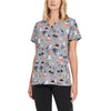 Spooky Animal Fun - White Cross Women's Scrub Tops - Front View