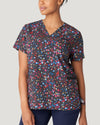 Print: Spkt - White Cross Women's Scrub Tops - Front View