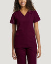 Burgundy - White Cross Core Women's 2 Pocket V-Neck Scrub Top for Nursing