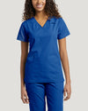 Royal Blue - White Cross Core Women's 2 Pocket V-Neck Scrub Top for Nursing