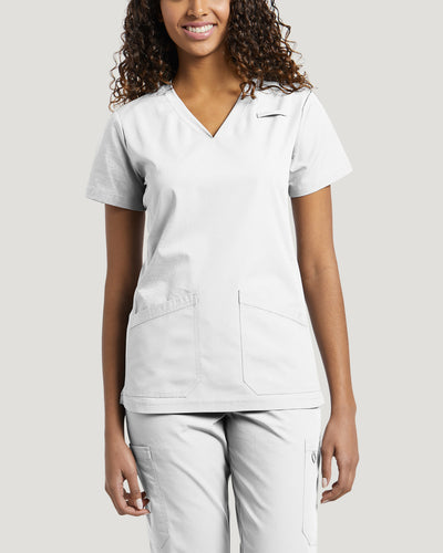 White Cross Core Women's 2 Pocket V-Neck Scrub Top for Nursing