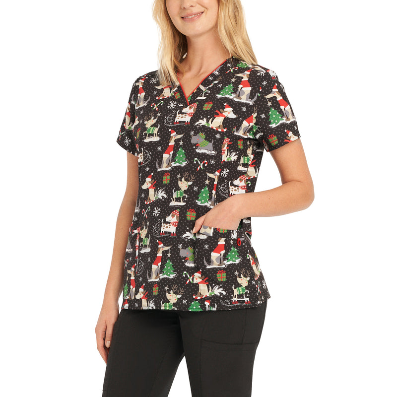 Hello World (print) - White Cross Unisex Scrub Tops - Side View