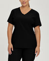 Black - White Cross FIT Women's 2 Pocket V-Neck Scrub Top for Nursing