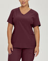 Wine - White Cross FIT Women's 2 Pocket V-Neck Scrub Top for Nursing