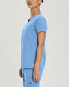 Ceil Blue - White Cross V-Tess Women's 1 Pocket V-Neck Scrub Top for Nursing