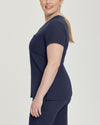 Navy - White Cross V-Tess Women's 1 Pocket V-Neck Scrub Top for Nursing