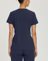 Navy - White Cross V-Tess Women's 1 Pocket V-Neck Scrub Top for Nursing