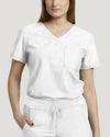 White - White Cross V-Tess Women's 1 Pocket V-Neck Scrub Top for Nursing