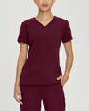 Wine - White Cross V-Tess Women's 1 Pocket V-Neck Scrub Top for Nursing