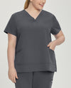 Dark Pewter - White Cross V-Tess Women's 3 Pocket V-Neck Scrub Top for Nursing