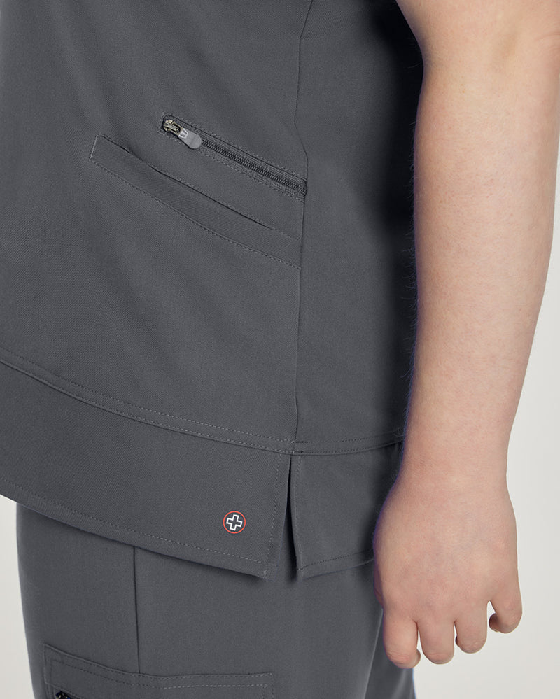 Dark Pewter - White Cross V-Tess Women's 3 Pocket V-Neck Scrub Top for Nursing