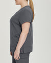 Dark Pewter - White Cross V-Tess Women's 3 Pocket V-Neck Scrub Top for Nursing
