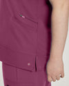 Raspberry Coulis - White Cross V-Tess Women's 3 Pocket V-Neck Scrub Top for Nursing