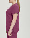 Raspberry Coulis - White Cross V-Tess Women's 3 Pocket V-Neck Scrub Top for Nursing