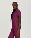 Raspberry Coulis - White Cross V-Tess Women's 3 Pocket V-Neck Scrub Top for Nursing
