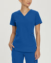 Royal Blue - White Cross V-Tess Women's 3 Pocket V-Neck Scrub Top for Nursing
