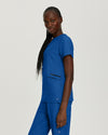 Royal Blue - White Cross V-Tess Women's 3 Pocket V-Neck Scrub Top for Nursing