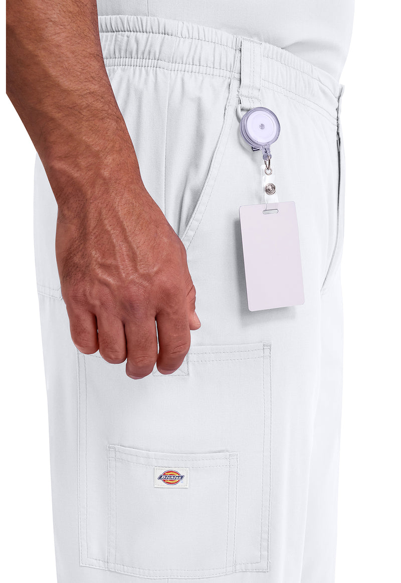 White - Men's Zip Fly Pull-On Scrub Pants (View 3)