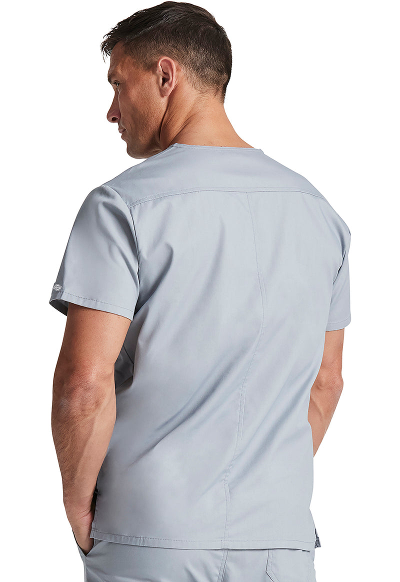 Grey - Dickies EDS Signature Men Scrub Top - Back View