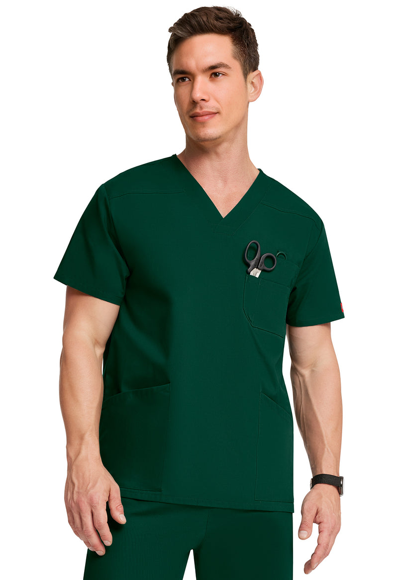 Hunter Green - Dickies EDS Signature Men Scrub Top - Front View