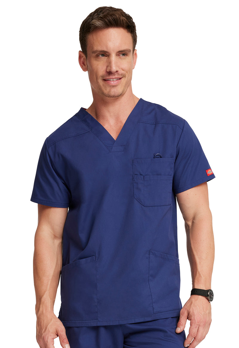 Navy - Dickies EDS Signature Men Scrub Top - Front View
