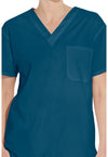 Caribbean Blue - Unisex Tuckable V-Neck Scrub Top (View 2)