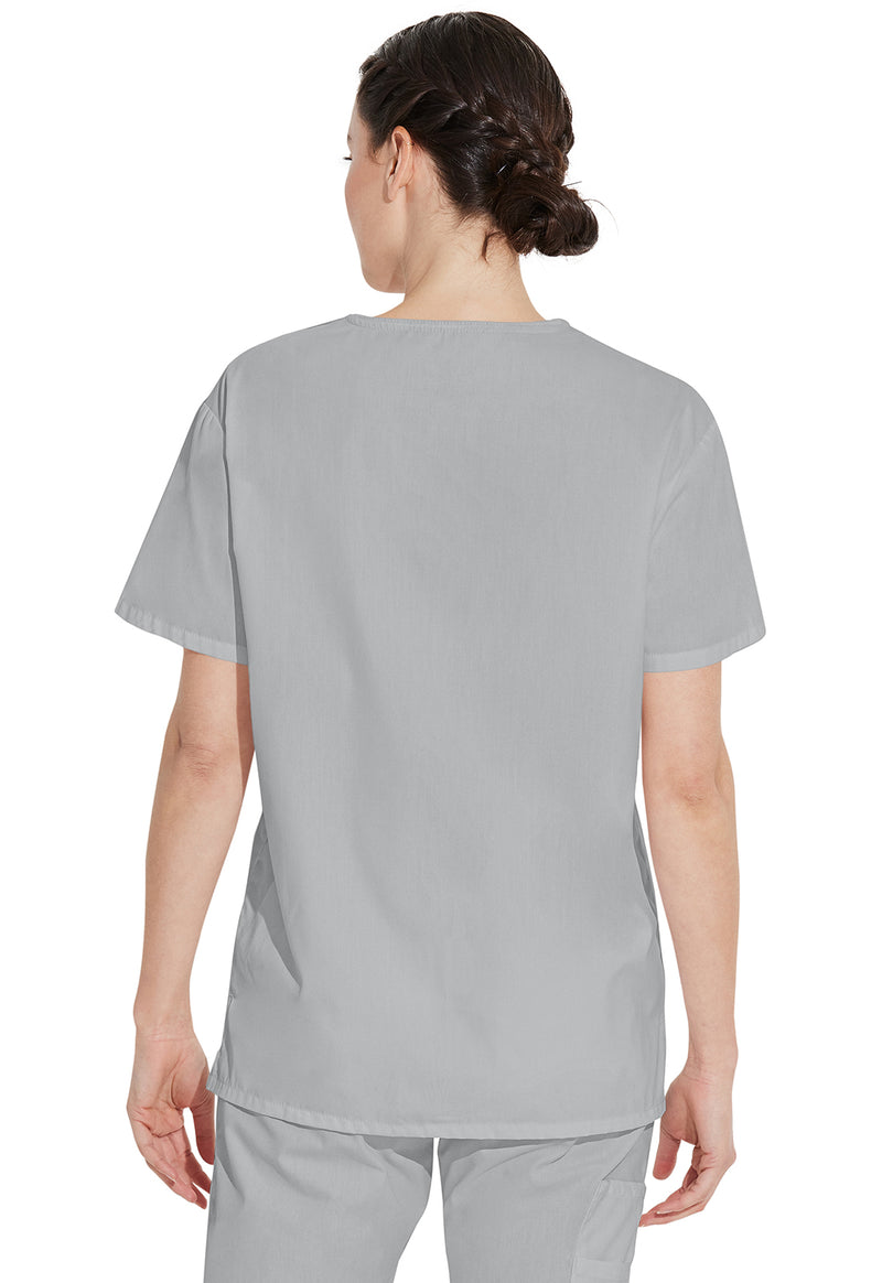 Grey - Dickies EDS Signature Unisex Scrub Top - Back View