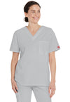 Grey - Dickies EDS Signature Unisex Scrub Top - Front View
