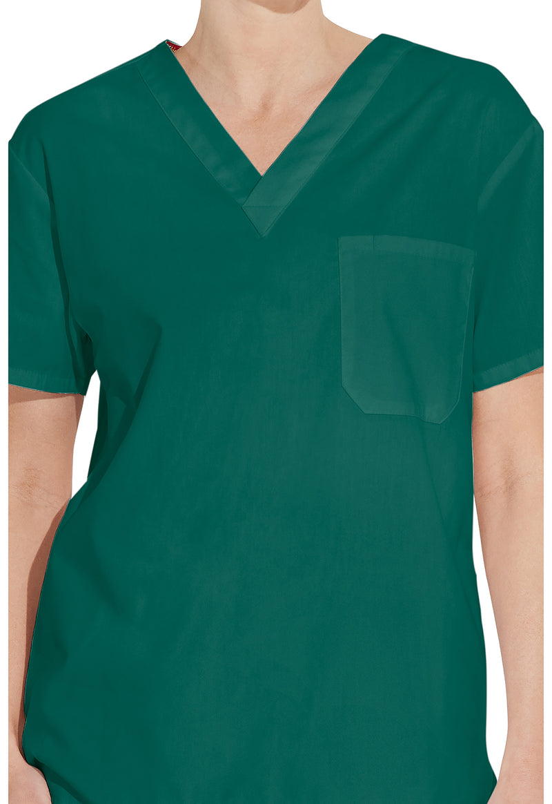 Hunter Green - Unisex Tuckable V-Neck Scrub Top (View 2)