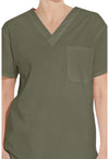 Olive - Unisex Tuckable V-Neck Scrub Top (View 2)